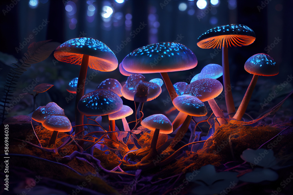 magic mushrooms in forest