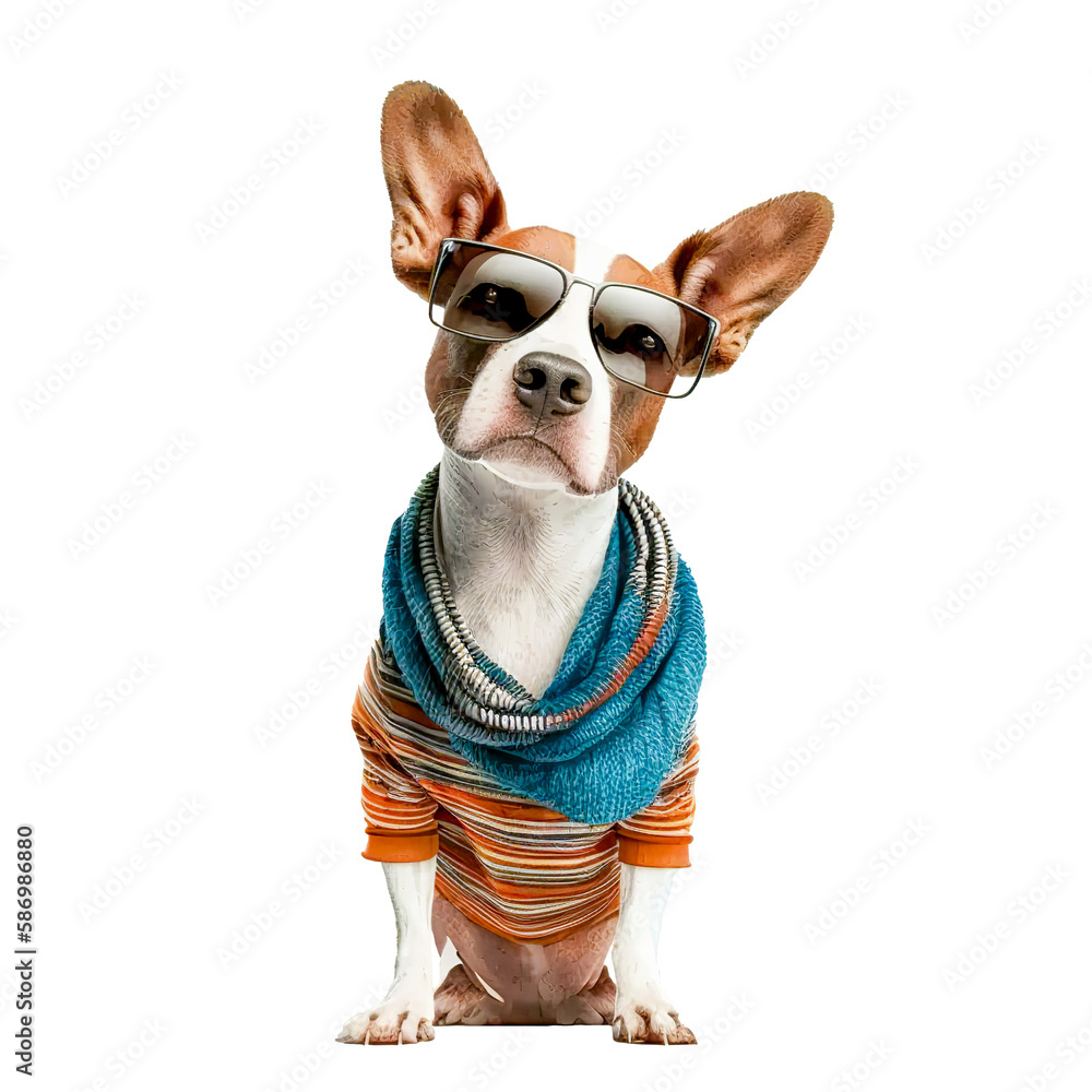 Chihuahua dog with sunglasses. Generative Ai