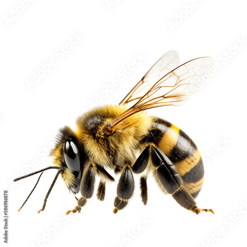 Bee isolated on white. Generative Ai © D85studio