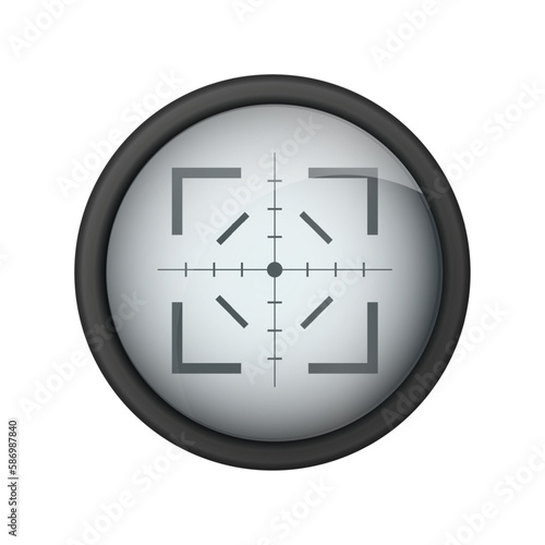 Realistic sniper sight. Sniper scope with measurement marks template. Sniper scope crosshairs view. Realistic vector optical sight.