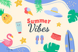Flat vibes summer background doodle style
