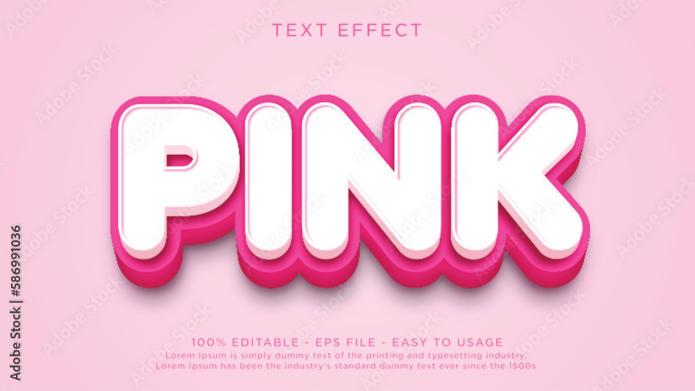 Pink bold 3d editable text effect