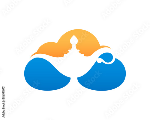 Aladdin lamp inside the cloud logo