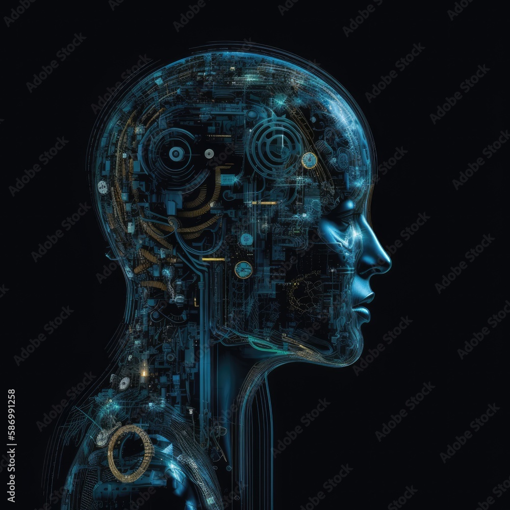 Robotergesicht, AI, Kunstliche Intelligenz Robotergesicht, AI, Kunstliche Intelligenz