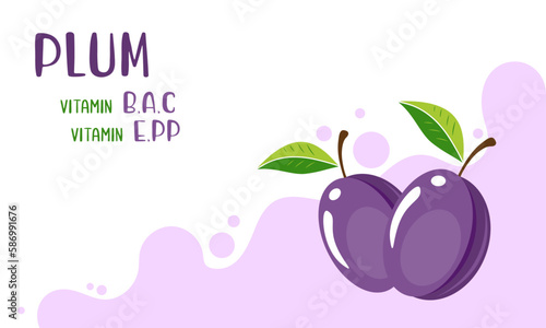 A pair of plums on a beautiful background indicating vitamins.