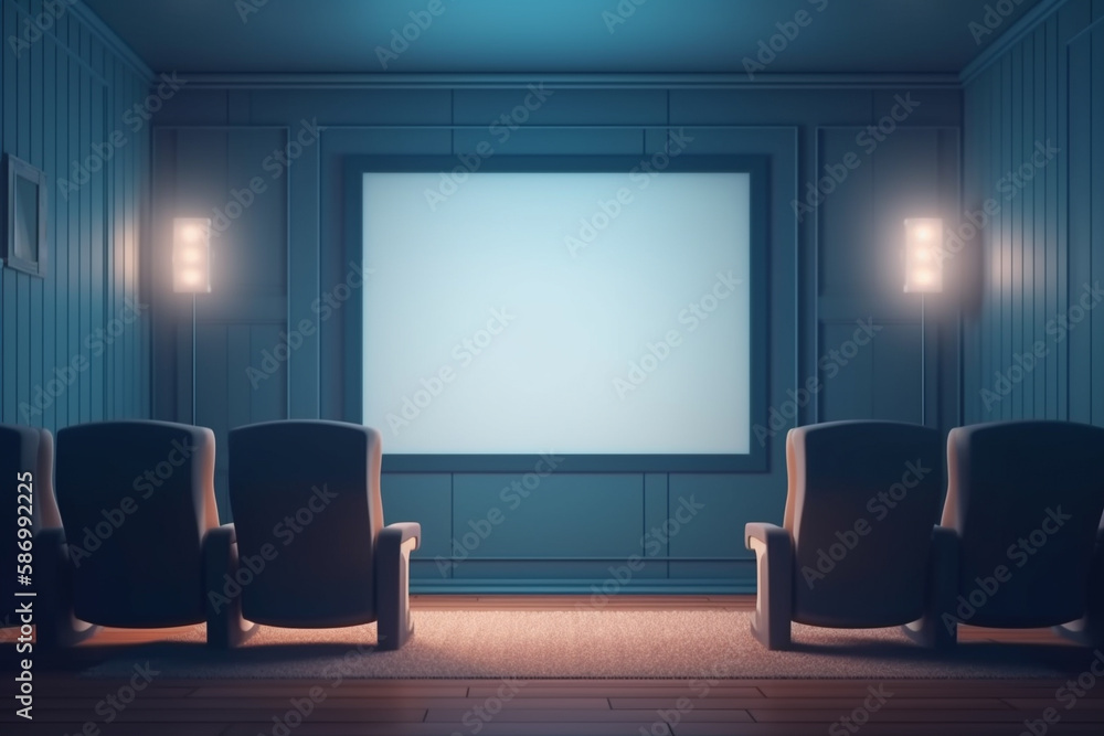 Private cinema room. Generative AI illustration Private cinema room. Generative AI illustration