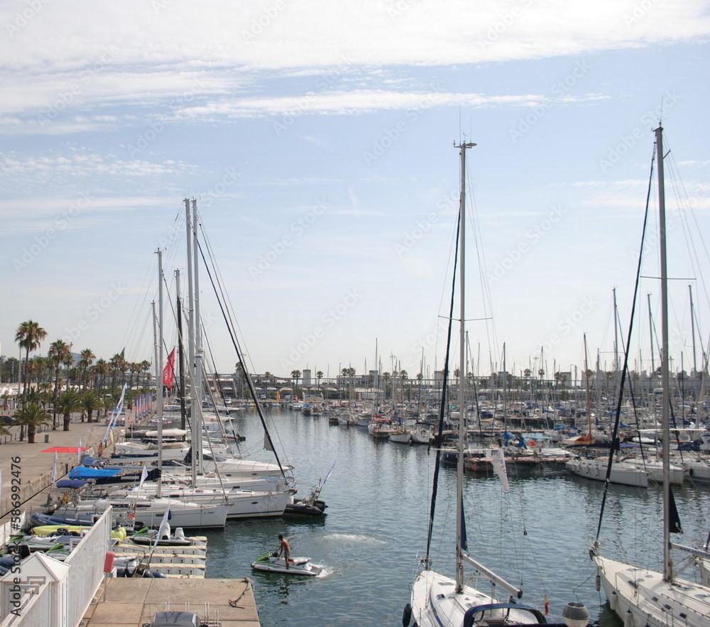 The many yachts and boats are in port.