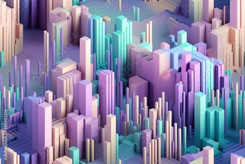 vibrant cityscape with towering buildings in an abstract style. Generative AI