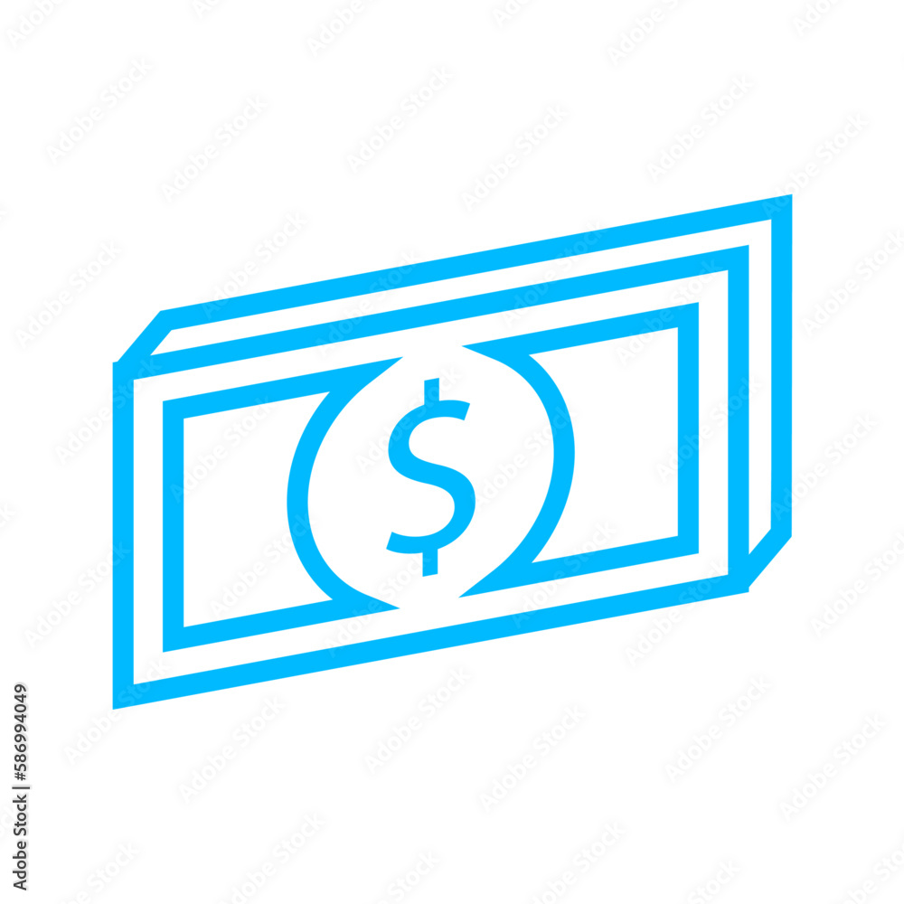 money business icon with blue outline style. business, icon, symbol, note, vector, document, office. Vector illustration money business icon with blue outline style. business, icon, symbol, note, vector, document, office. Vector illustration