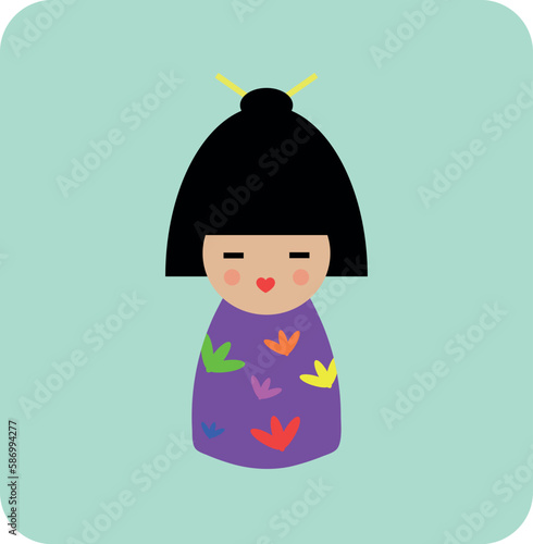 Geisha púrpura fondo cuadrado