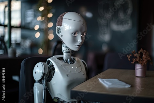 Feeling Low: Android Robot Waitress Struggles with Artificial Intelligence at Work in Cafe: Generative AI