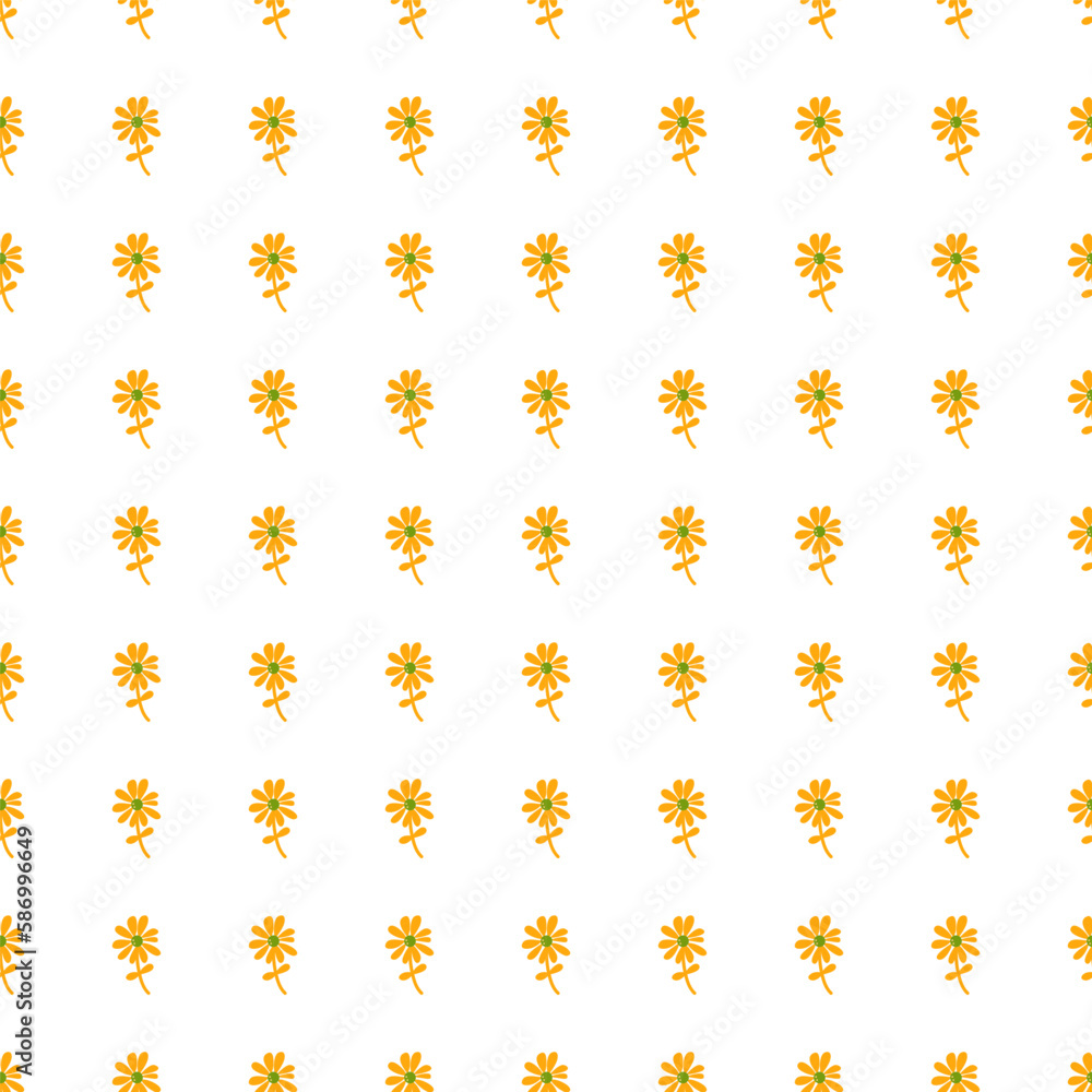 Chamomile flower seamless pattern in naive art style. Cute little daisy floral ornament wallpaper. Chamomile flower seamless pattern in naive art style. Cute little daisy floral ornament wallpaper.