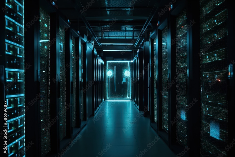 Fototapeta premium Concept Data center. Networks. Cryptocurrency Blockchain Illustrations. Cryptocurrency Background. Mining cryptocurrency. Generative ai