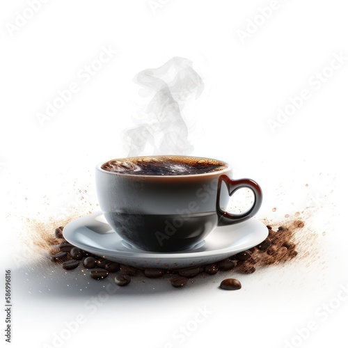 cup of freshly kona coffee on isolated white background - Generated by Generative AI