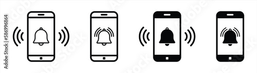 phone notification icon set. bell notification icon symbol sign collections, vector illustration