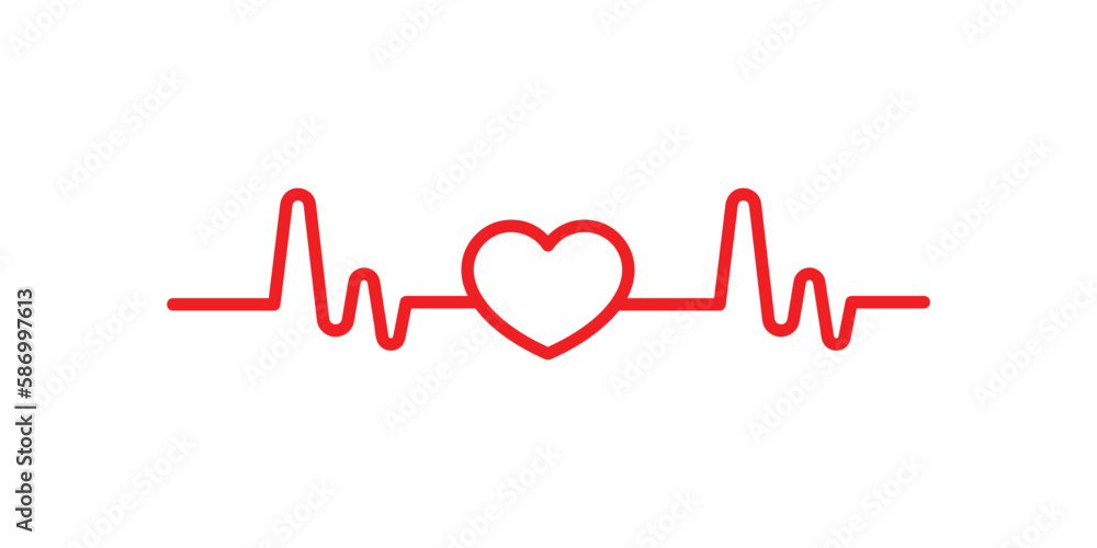 Line red heart rate graph design