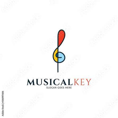 Musical Key Icon Vector Logo Template Illustration Design
