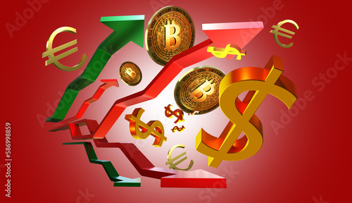 Financial background. Arrow...