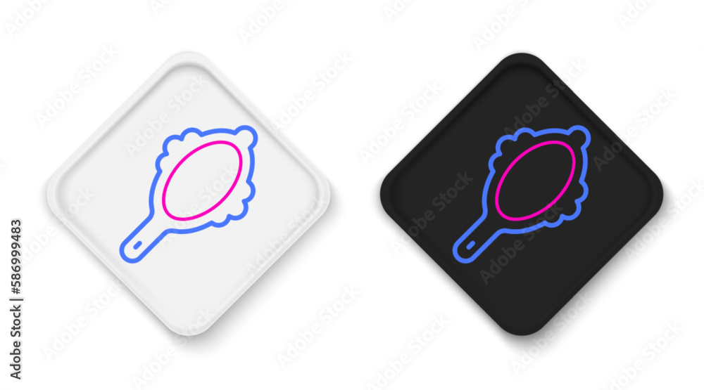 Line Magic hand mirror icon isolated on white background. Colorful outline concept. Vector Line Magic hand mirror icon isolated on white background. Colorful outline concept. Vector