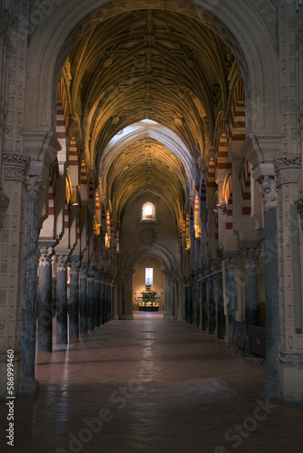 Arches and columns of the Mosque-Cathedral of Cordoba, Andalusia, Spain. © Cristian Blázquez