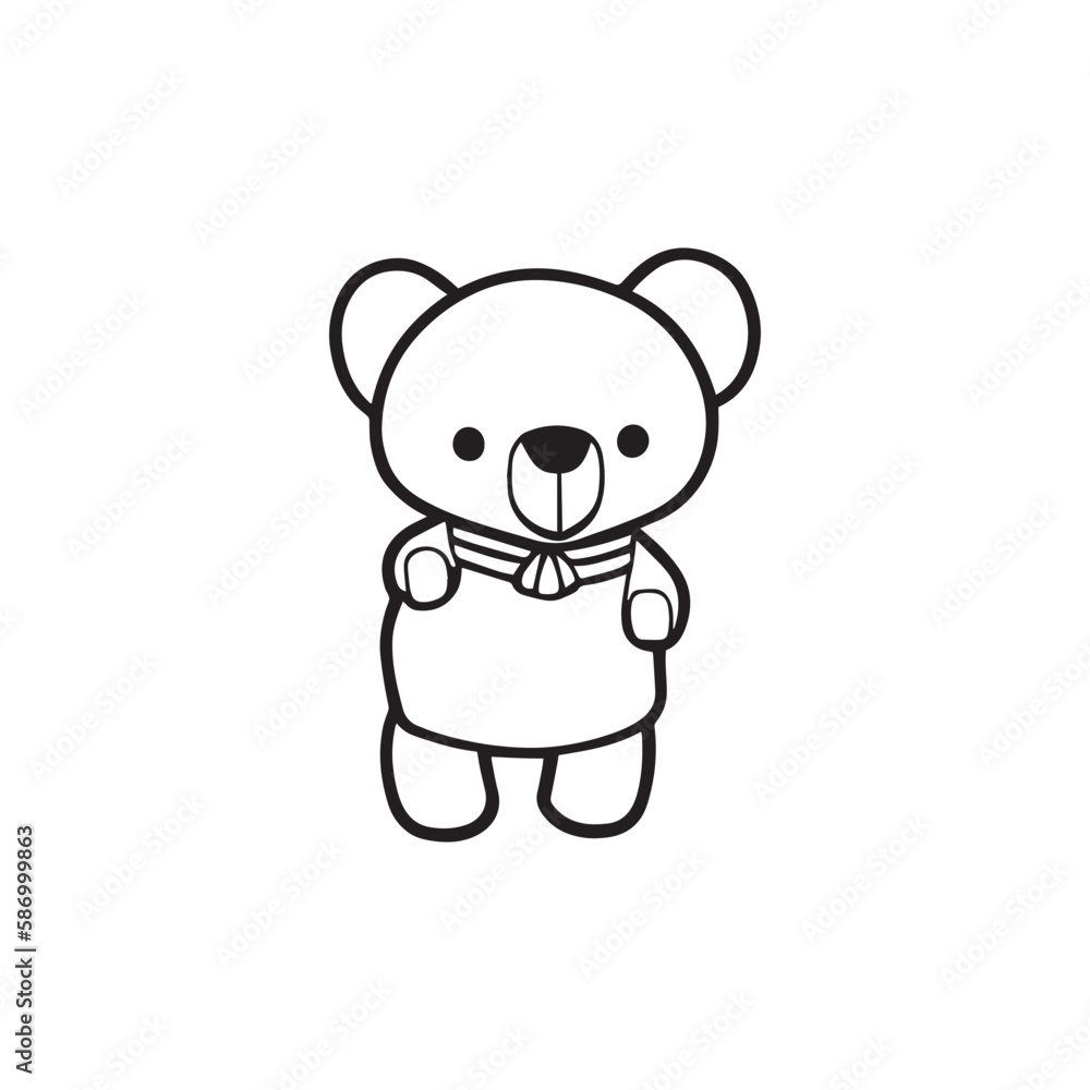 A cartoon of panda vector line art for coloring page.
