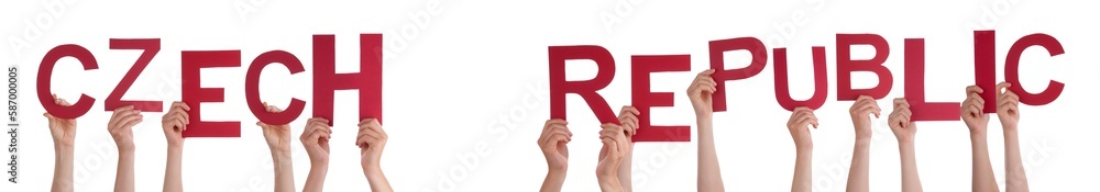 People Hands Building Word Czech Republic, Isolated Background People Hands Building Word Czech Republic, Isolated Background