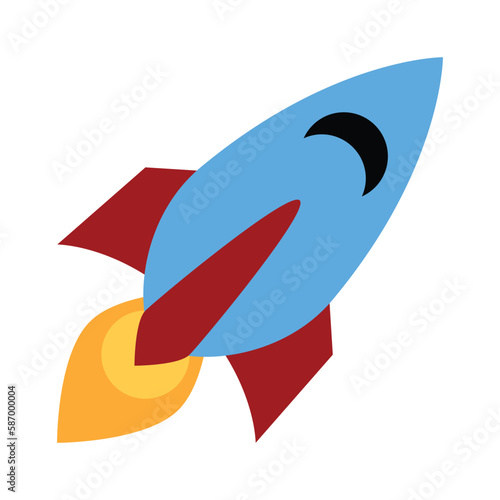 Rocket being propelled into space vector flat illustration icon. Rising quickly in price emoji design.