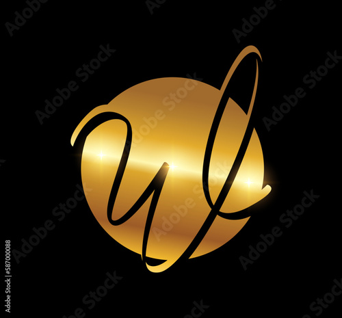Golden Monogram Initial Logo Letter WL