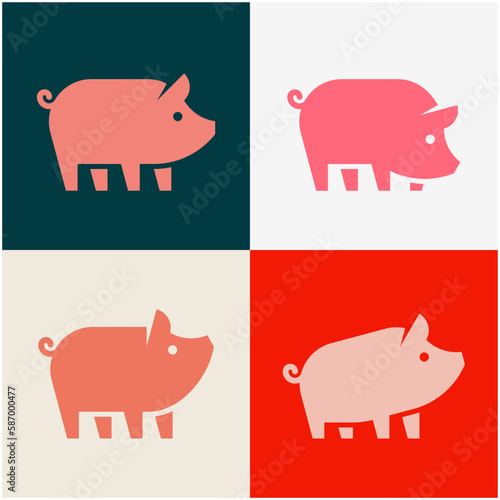 Pig Logo. Icon design. Template elements
