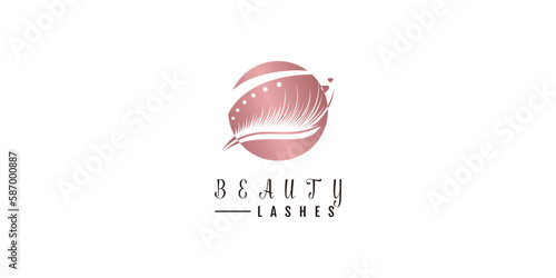 Beauty lash logo with creative design premium vector