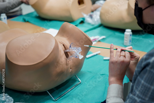 Картината върху платно 5th year student of medicine during a course in Gynecology at the medical university of Nimes