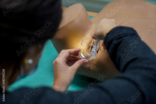 Photos 5th year student of medicine during a course in Gynecology at the medical university of Nimes