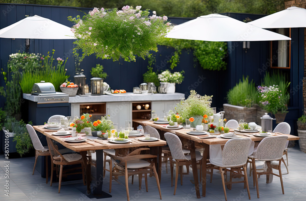 Obraz premium a table with white chairs