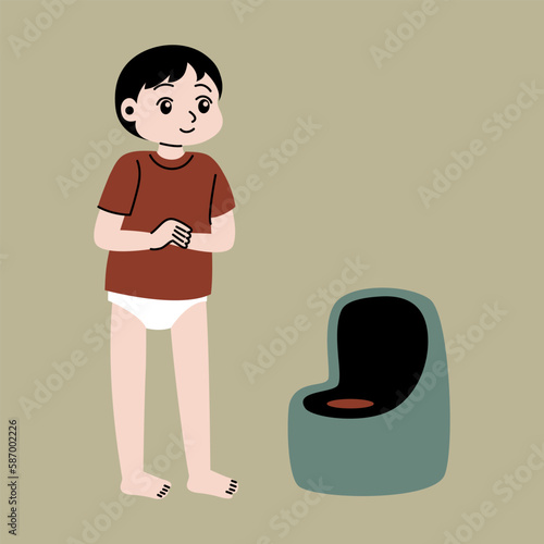 toilet training cartoon character vector flat concept