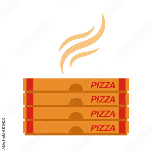 hot pizza boxes stack flat vector icon illustration logo clipart