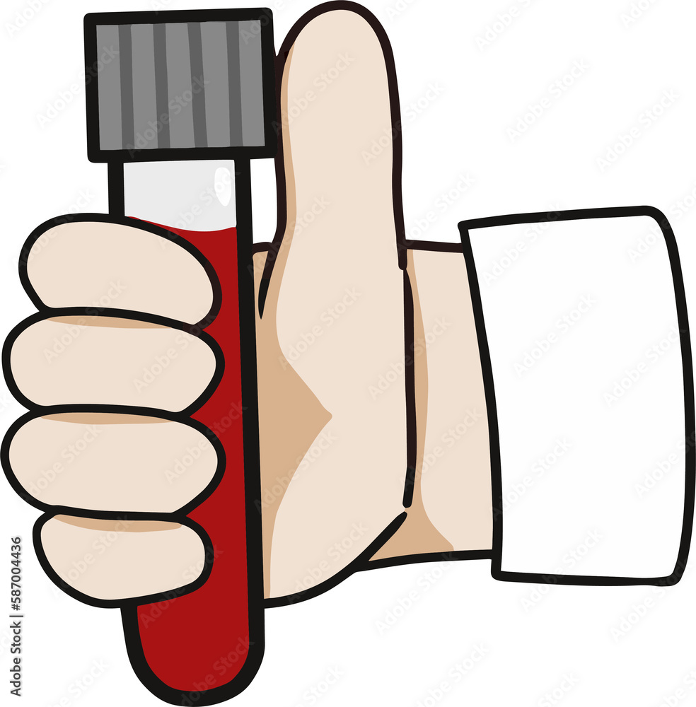 Hand holding a blood tube. Blood collection tubes, color codes and