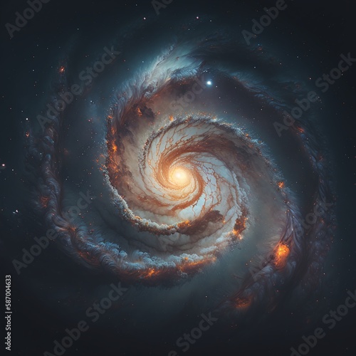 Galactic Splendor with a Vibrant Swirls of Color Across a Brilliant Starlit Sky Generated by AI