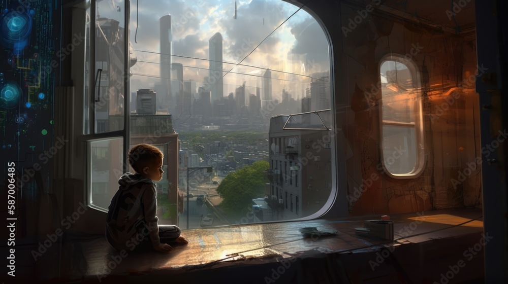 Fototapeta premium person in a station Generative Ai