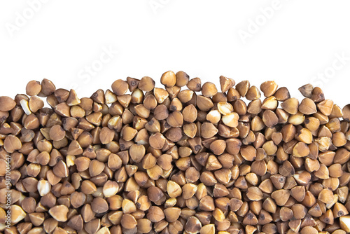 Buckwheat isolated on PNG transparent layer. The concept of cooking  healthy eating.
