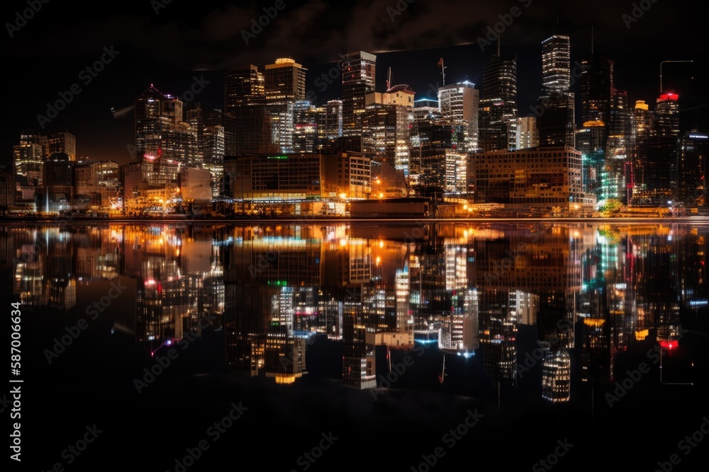 Obraz premium night view of the city Generative Ai