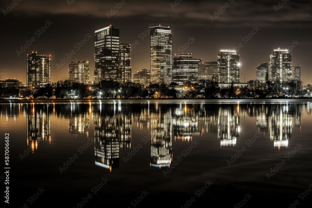 Fototapeta premium night view of the city Generative Ai