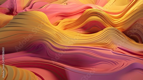 Iridescent Ripple: Elegant 3D Geometric Cavity with a Trendy Swirling Motion Background. Generative AI © AIGen