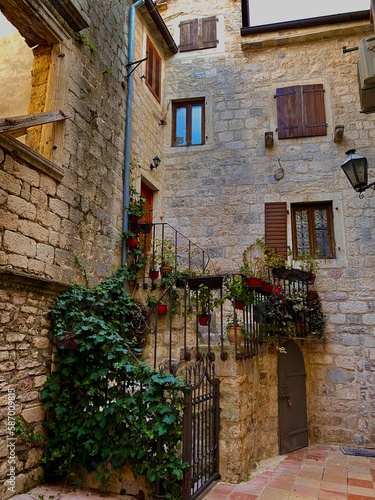 Beautiful old houses in old town Kotor (Montenegro)