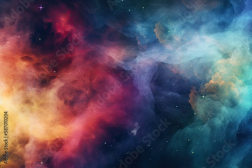 abstract background image that captures the essence of the cosmos, with stars, galaxies, and nebulae Generative AI © PinkiePie