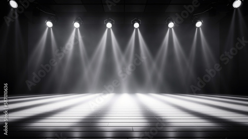 Illuminated white stage with spotlight Generative AI