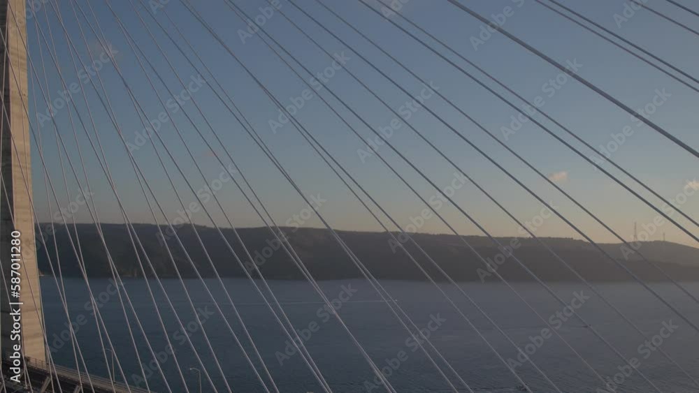 aerial close up view of Istanbul bosphorus 3rd bridge aerial close up view of Istanbul bosphorus 3rd bridge