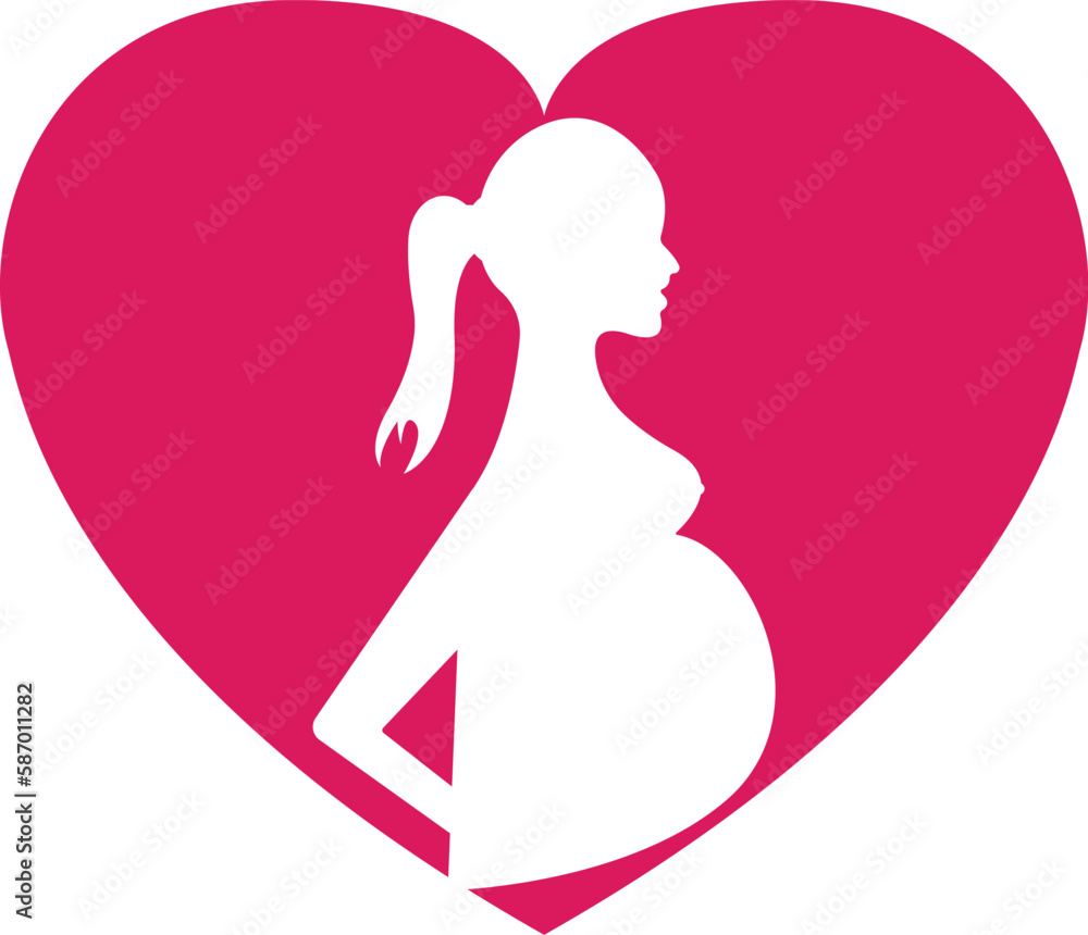 Pregnant woman drop shape logo. pregnant women vector icon template
