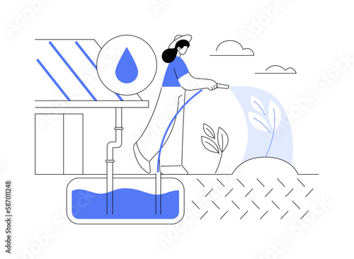 Rainwater harvesting abstract concept vector illustration.