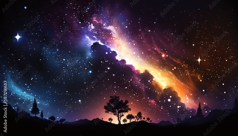 Obraz premium dazzling starry sky wallpaper universe starry sky background,Generative AI