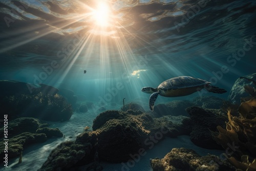 turtle swimming in the sea Generative Ai